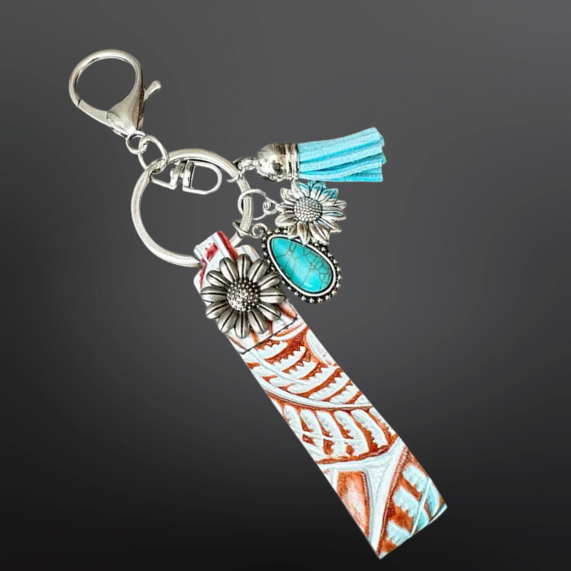 Turquoise Sunflower Keychain
