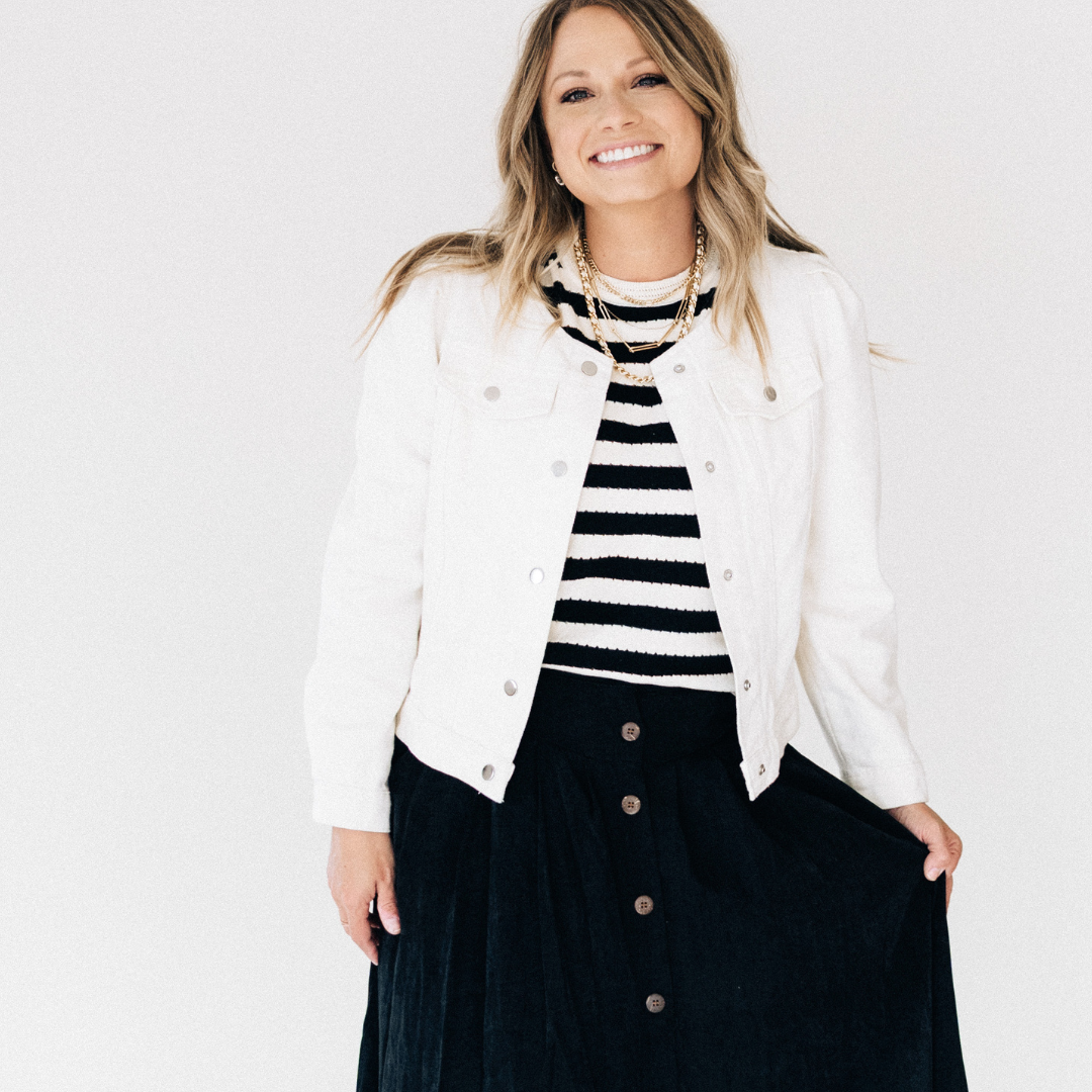 Ivory Cropped Denim Jacket