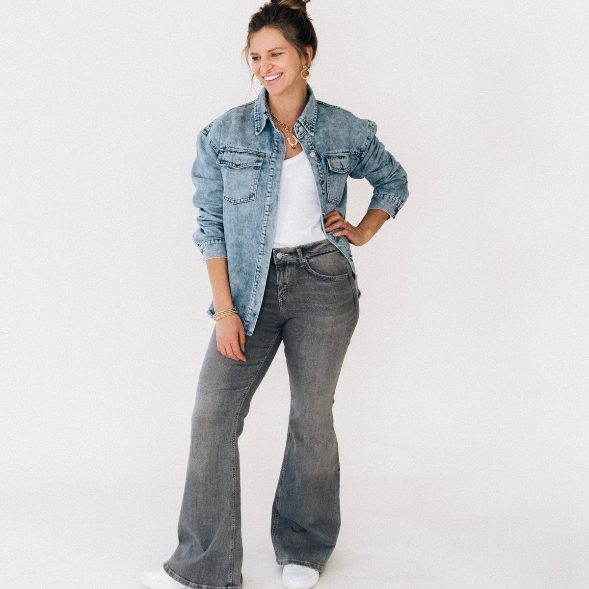 Blue Raw Hem Denim Jacket