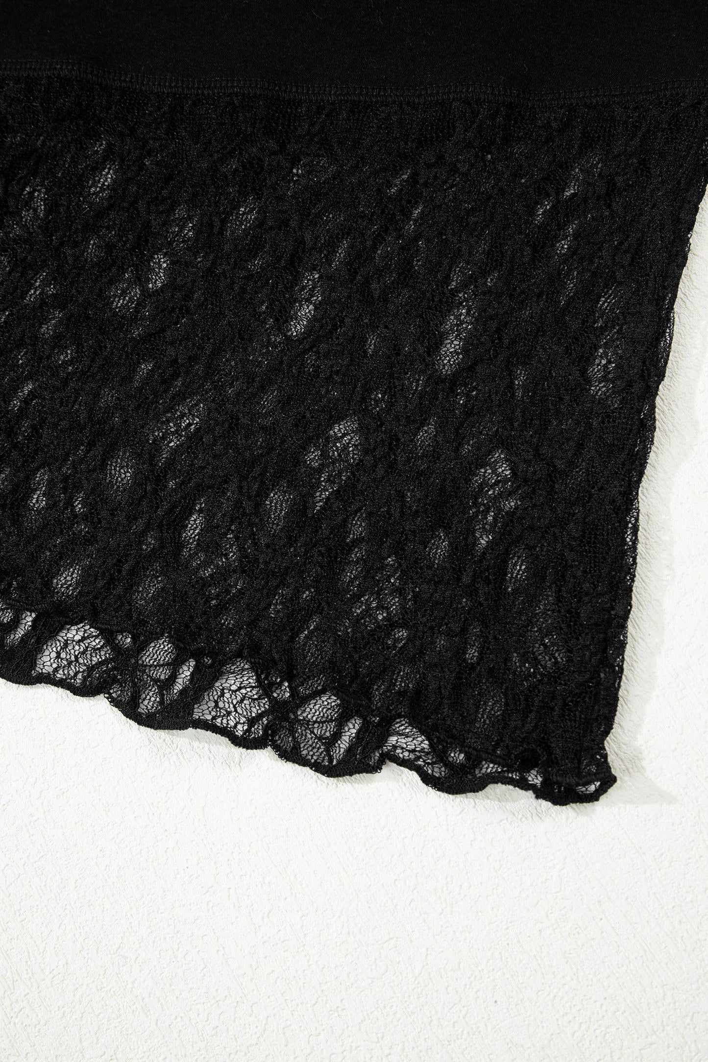 Asymmetric Panels Sheer Floral Lace Long Sleeve Top