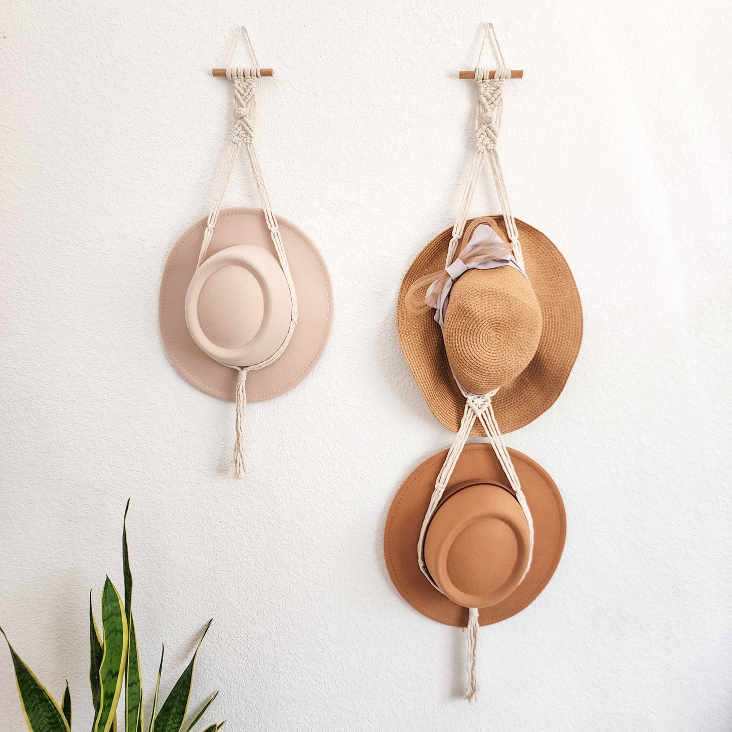 Macrame Double Hat Hanger