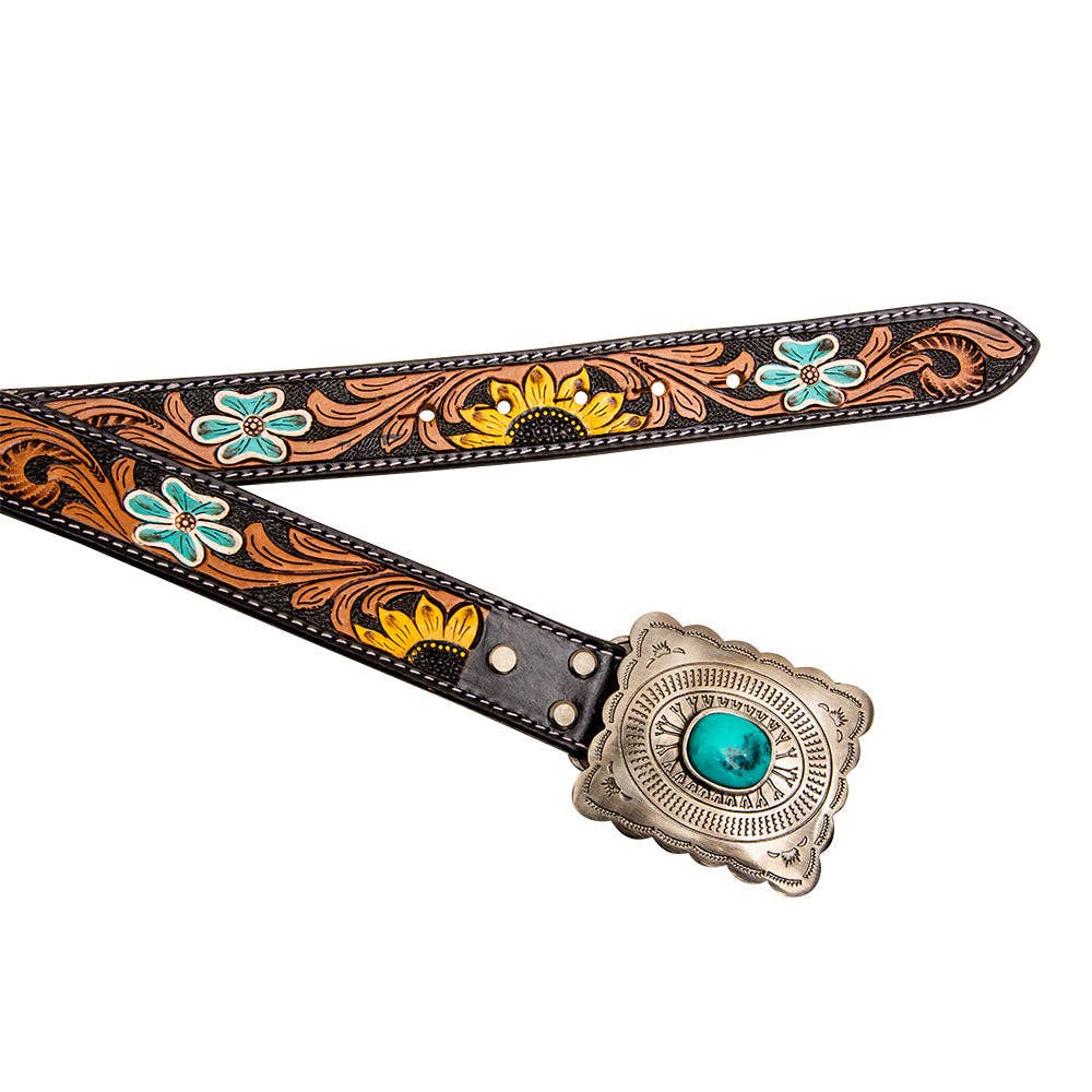 Klepto Hand-Tooled Concho Women's Belt: Multicolor / LARGE