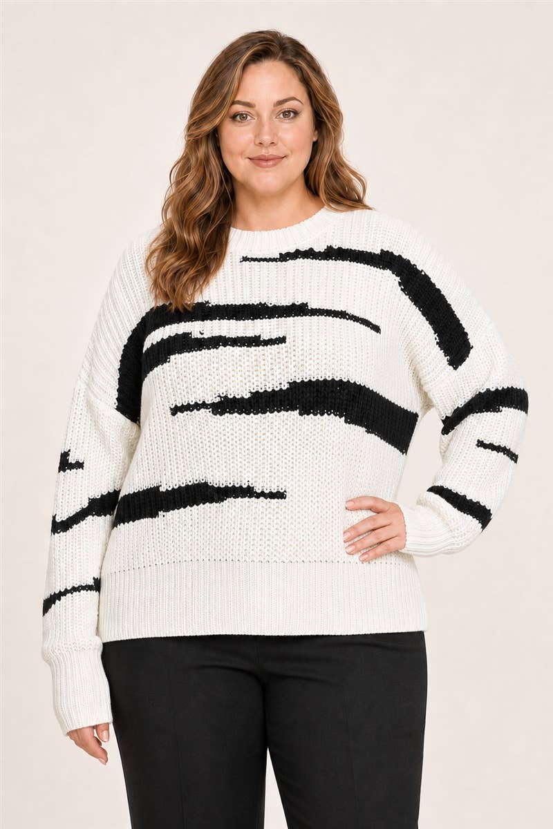 Zebra Stripe Knit Sweater