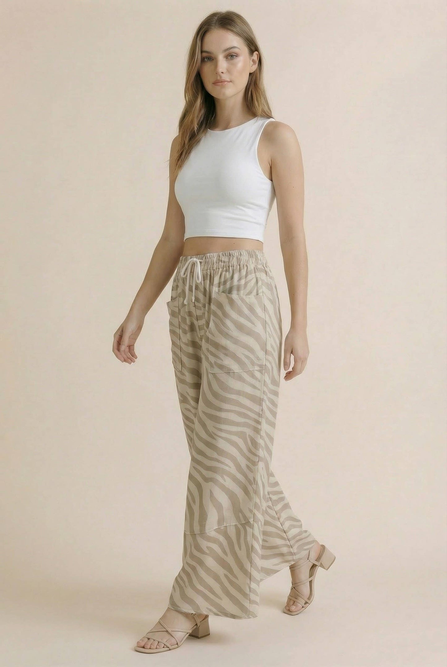 Zebra Print Wide Leg Pants