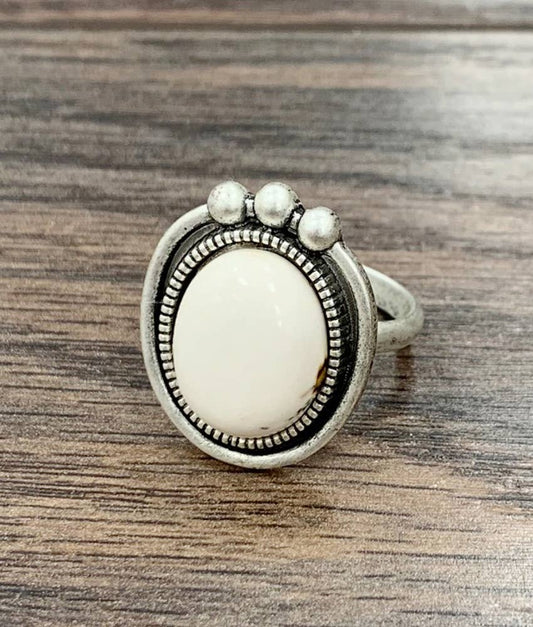 Antiqued White Turquoise Ring