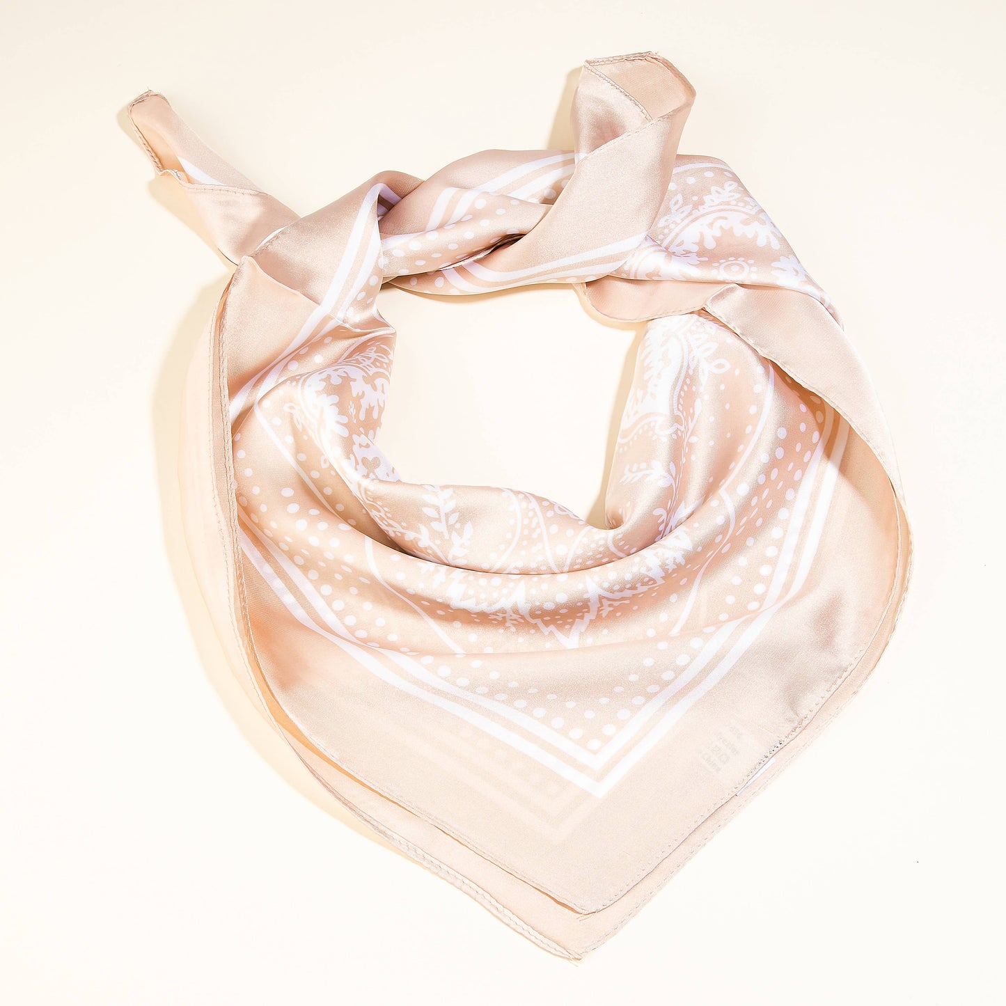 Light Paisley Design Square Bandana Scarf in Ivory