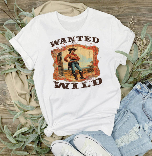 Lace & Hide Vintage Cowgirls Wanted and Wild T-Shirt