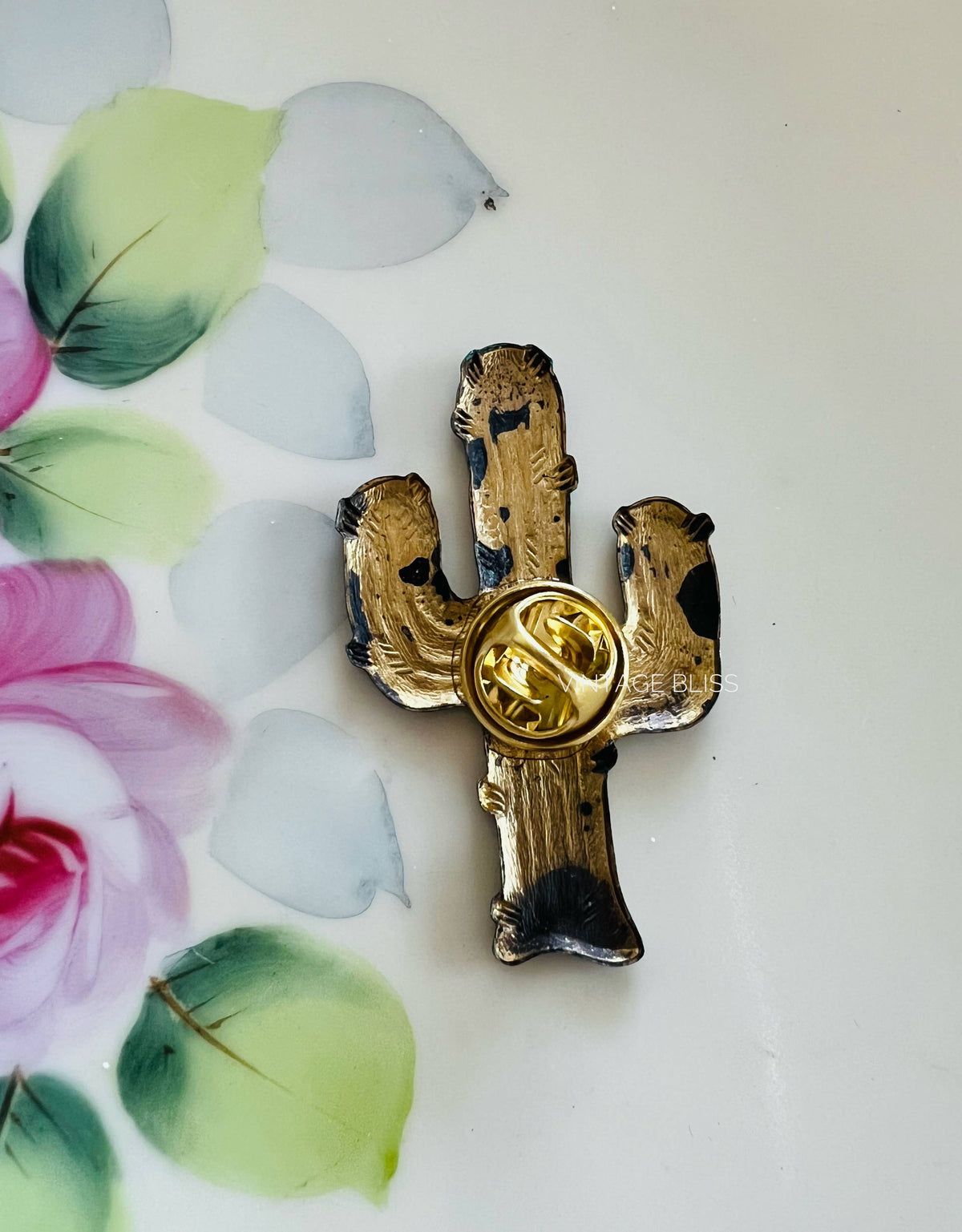 Turquoise Patina Brass Cactus