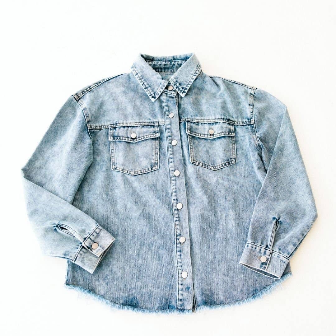 Blue Raw Hem Denim Jacket