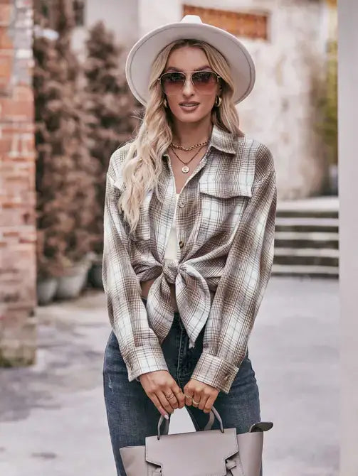 Oversized Loose Plaid Shirt