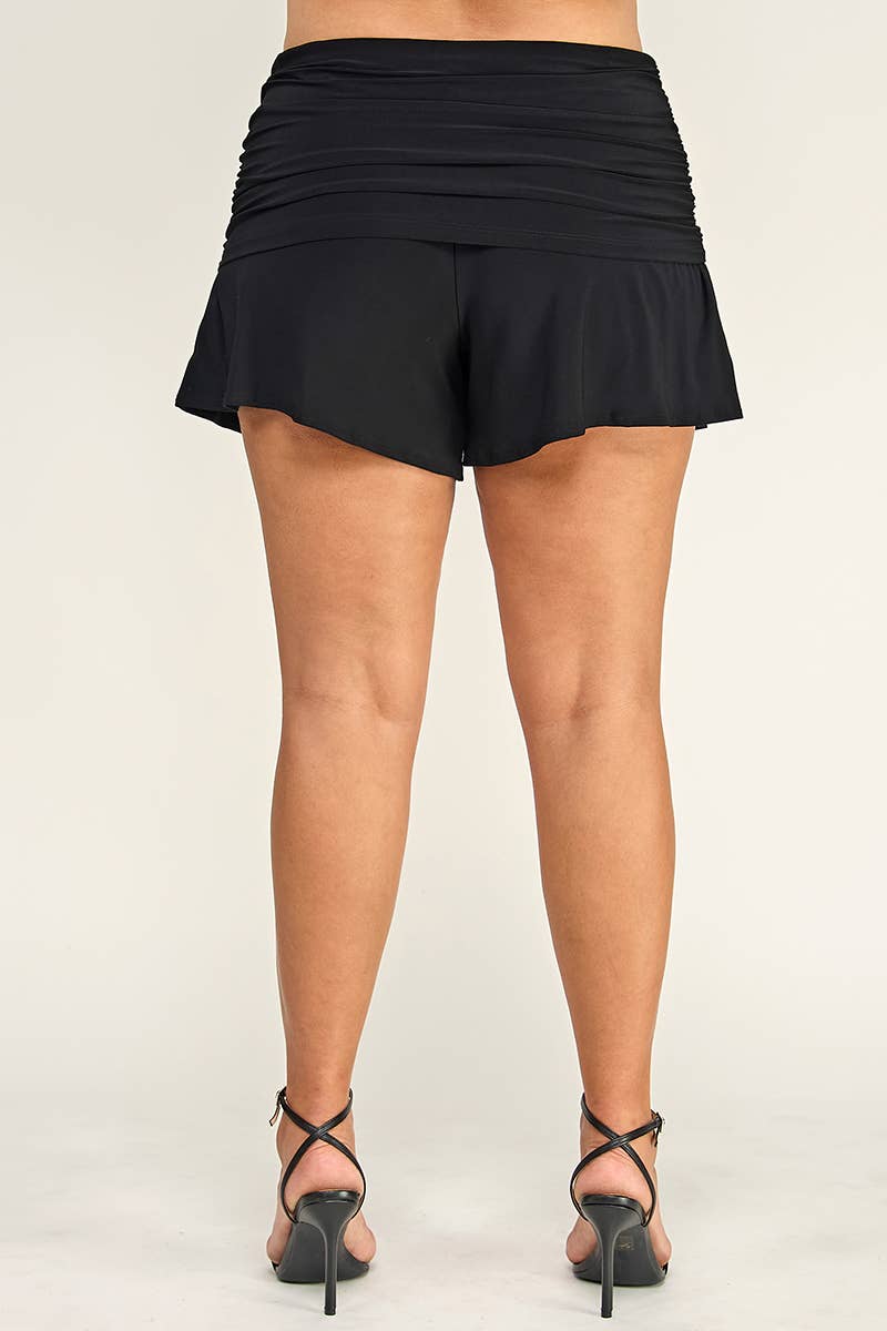 Plus Size Ruched Pull-On Skort