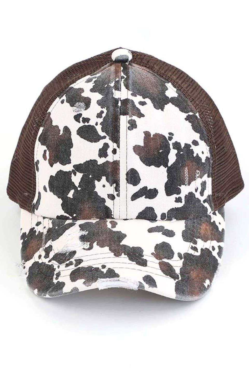 Cow Criss Cross Ponytail Hat