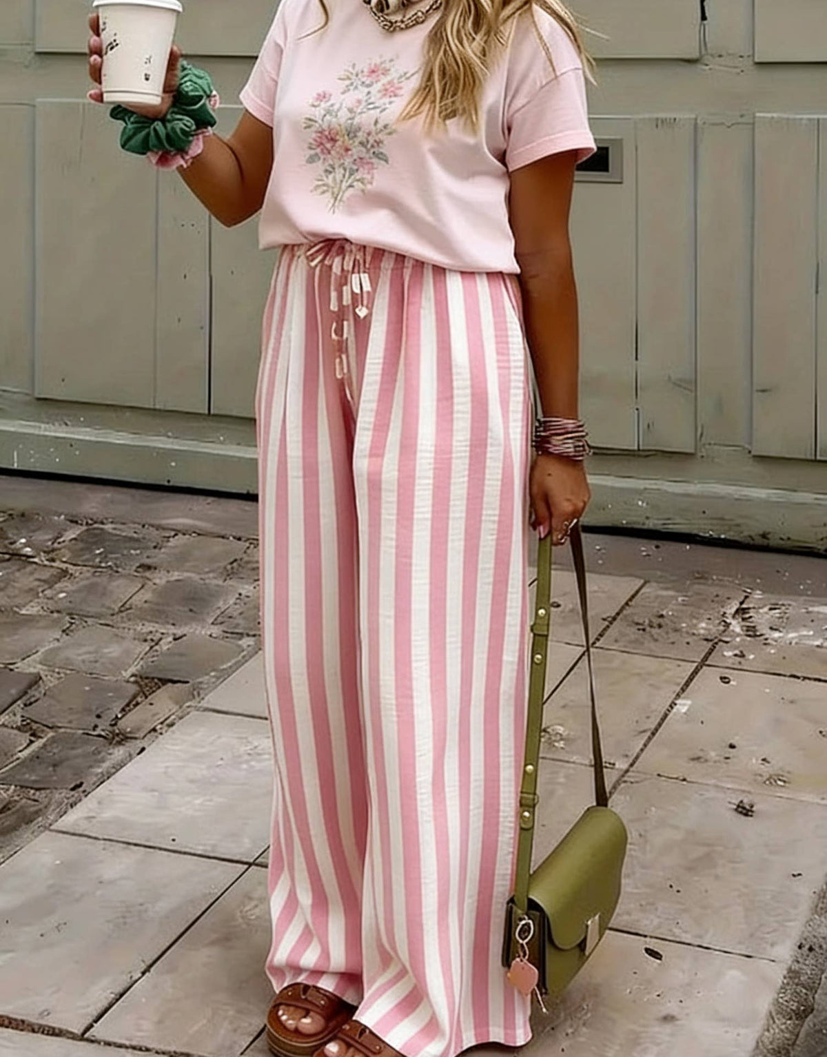 Multi Color Boho Beach Vertical Stripe Lace-Up Pants: Red / 2XL