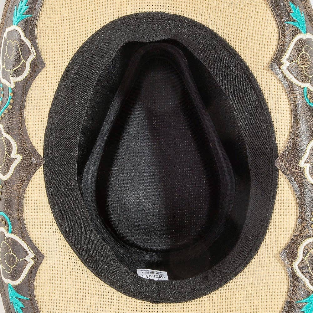 Western Butterfly Concho Detail Straw Cowboy Hat