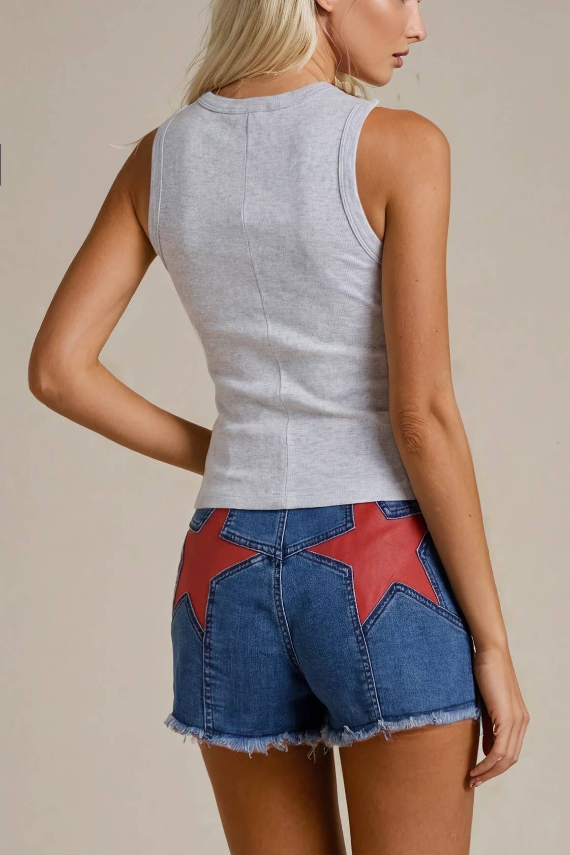 STAR CUT OUT DENIM SHORTS