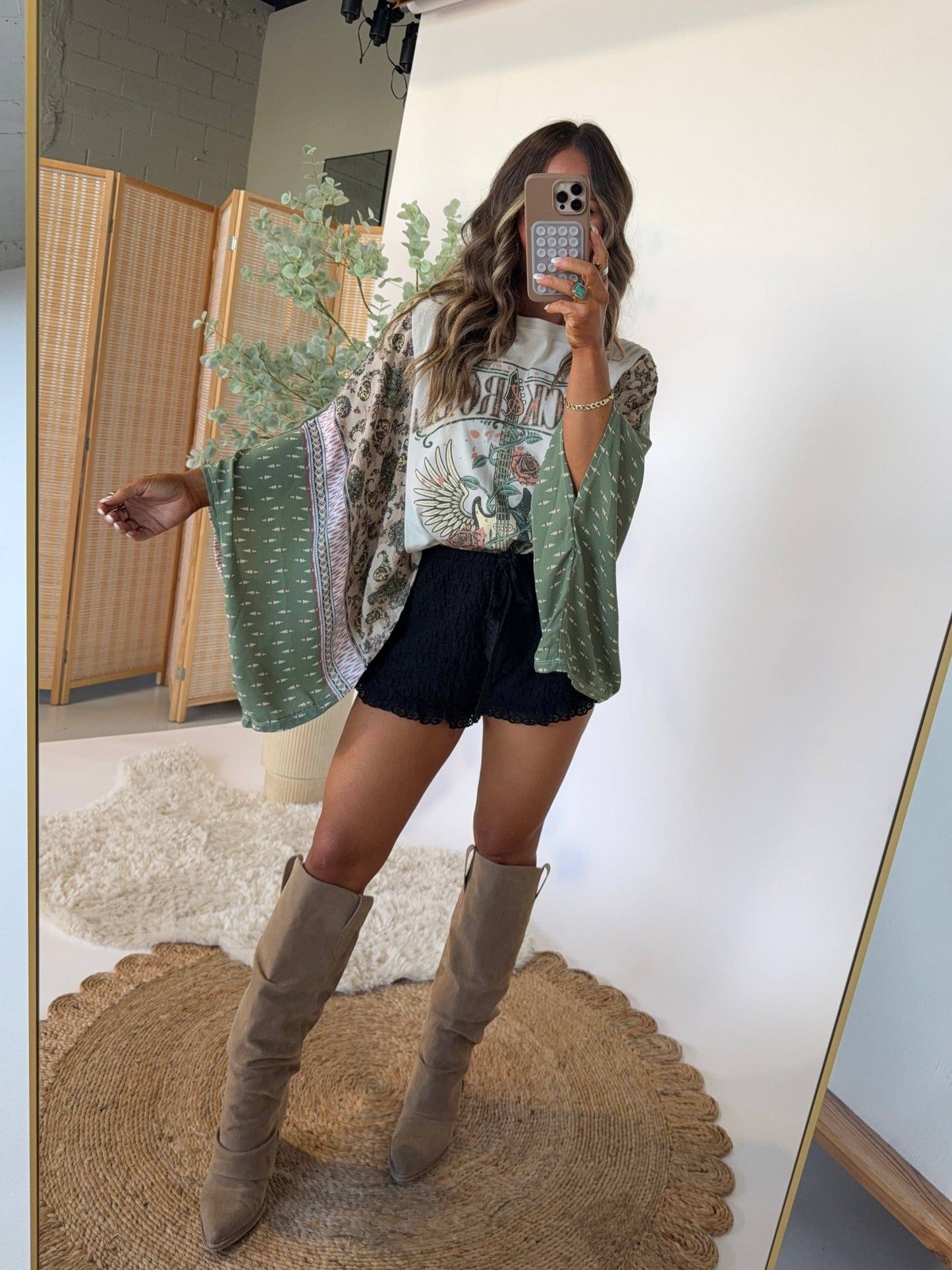 Western Horses Country Rock Graphic Kimono Sleeves Tees: NO03 / XL