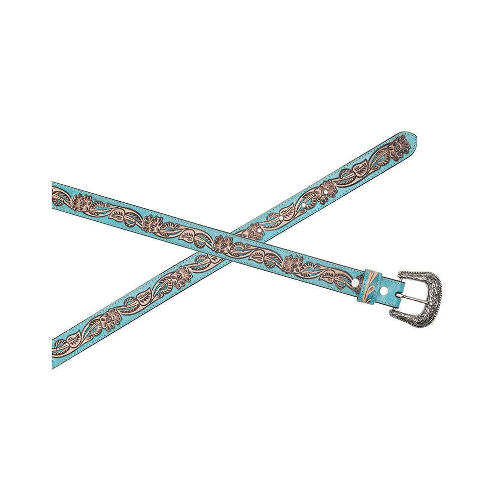 Canyon Shadow Hand-tooled Women's Belt: Turquoise / Medium