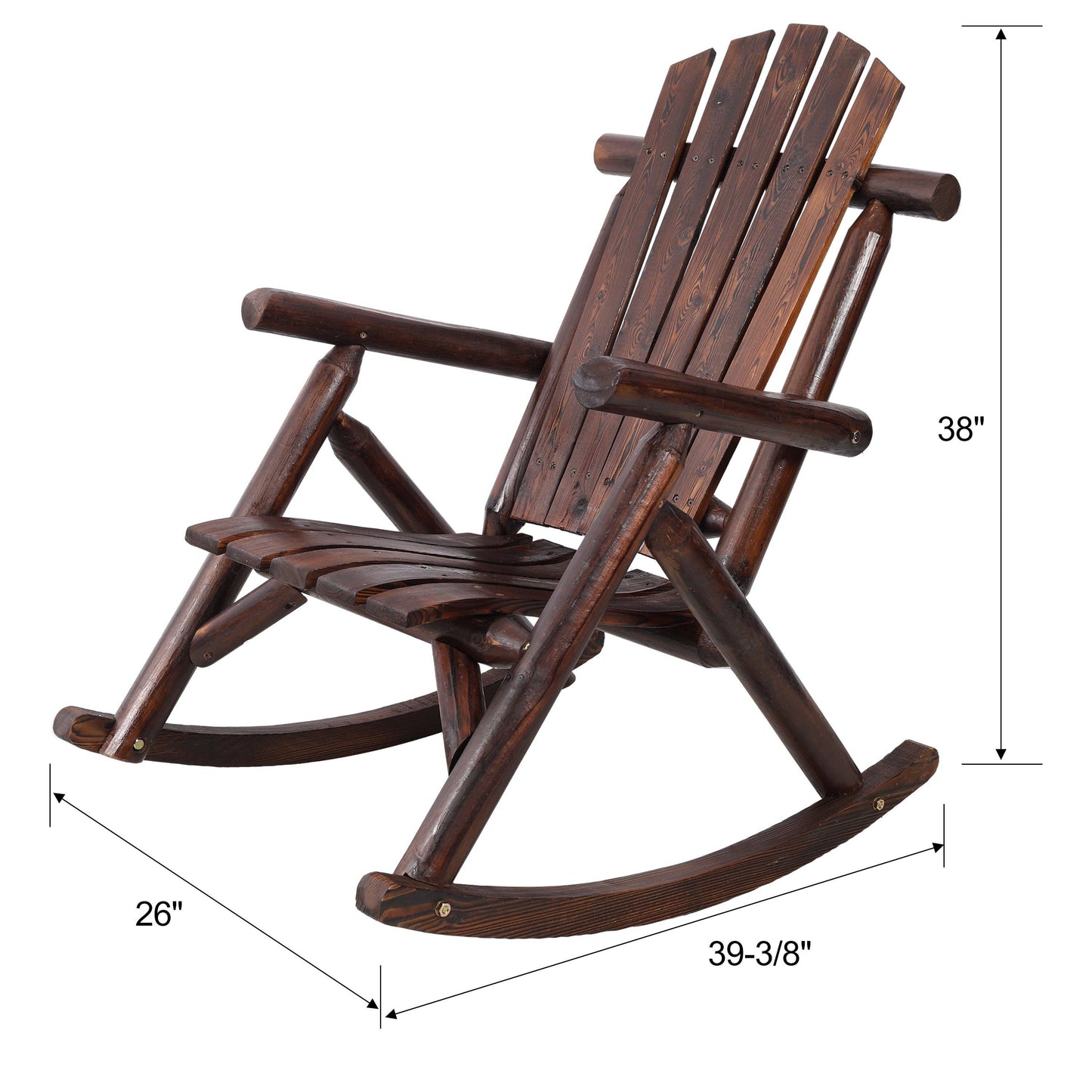 Cozy Fall Decor Brown Fir Log Porch Rocker Chair