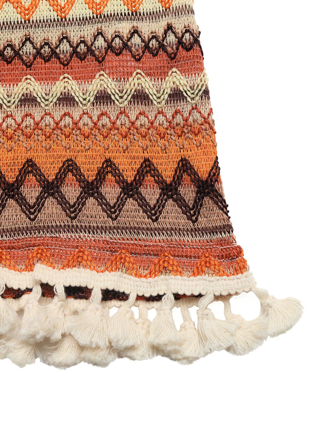 Boho Western Geometric Tassel Strapless Slim Dress