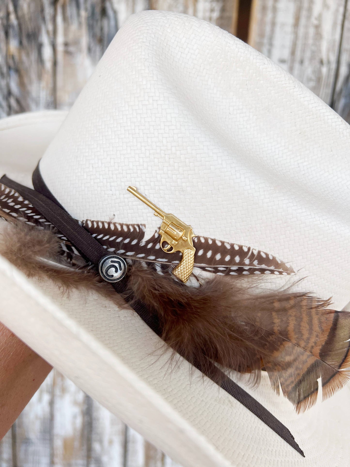 Brass Patina Pistol Gun Charm Hat Pin