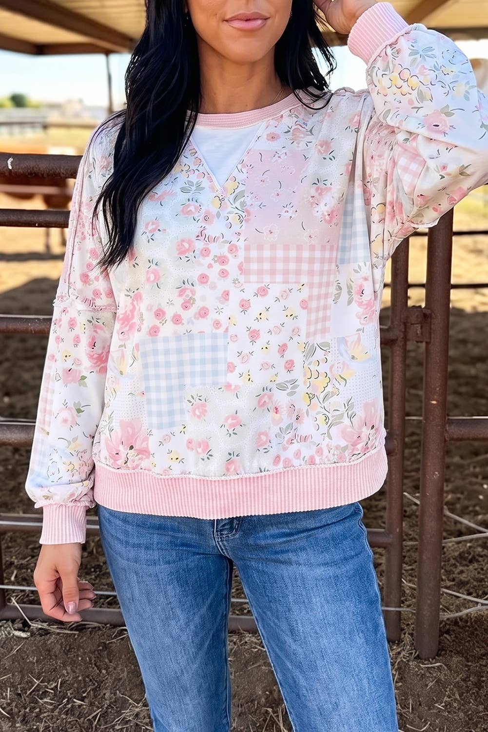 Pink Patchwork Pullover