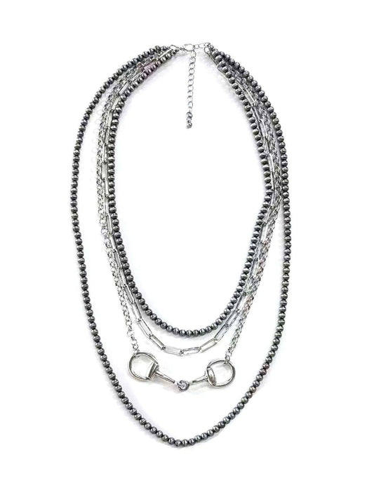 4 Layered Navajo Pearl Snaffle Bit Necklace