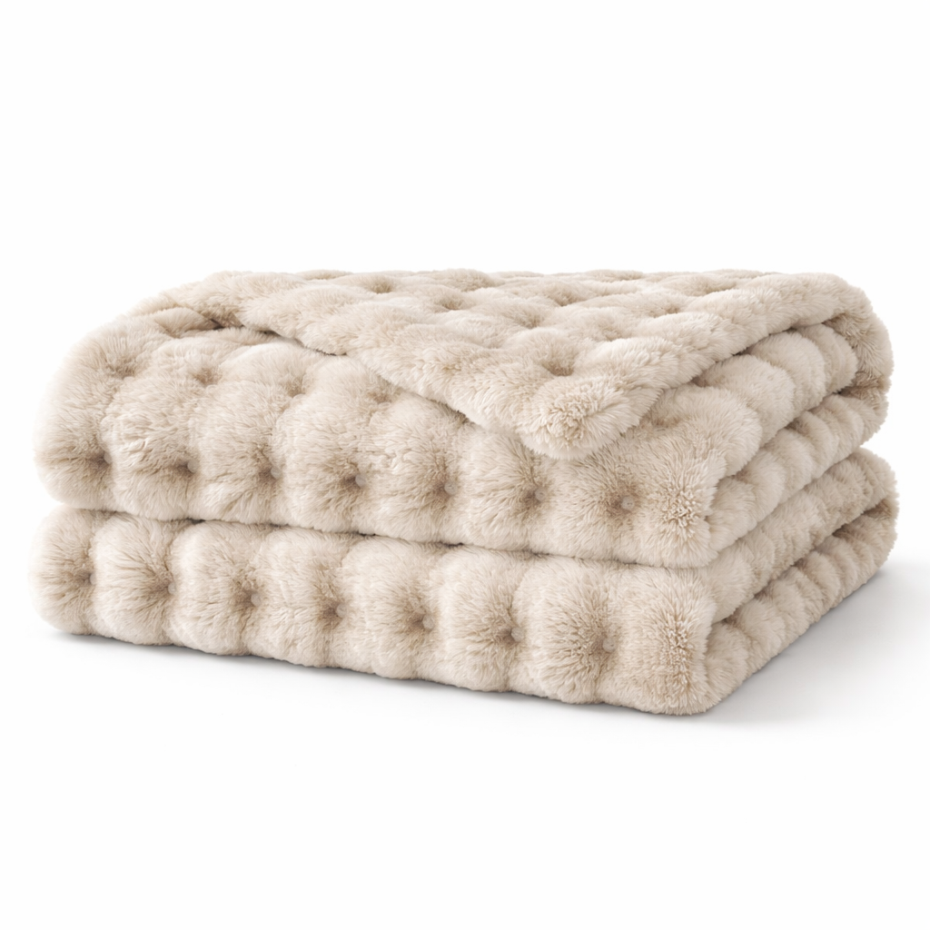 Luxury Tufted Faux Fur Throw Blanket