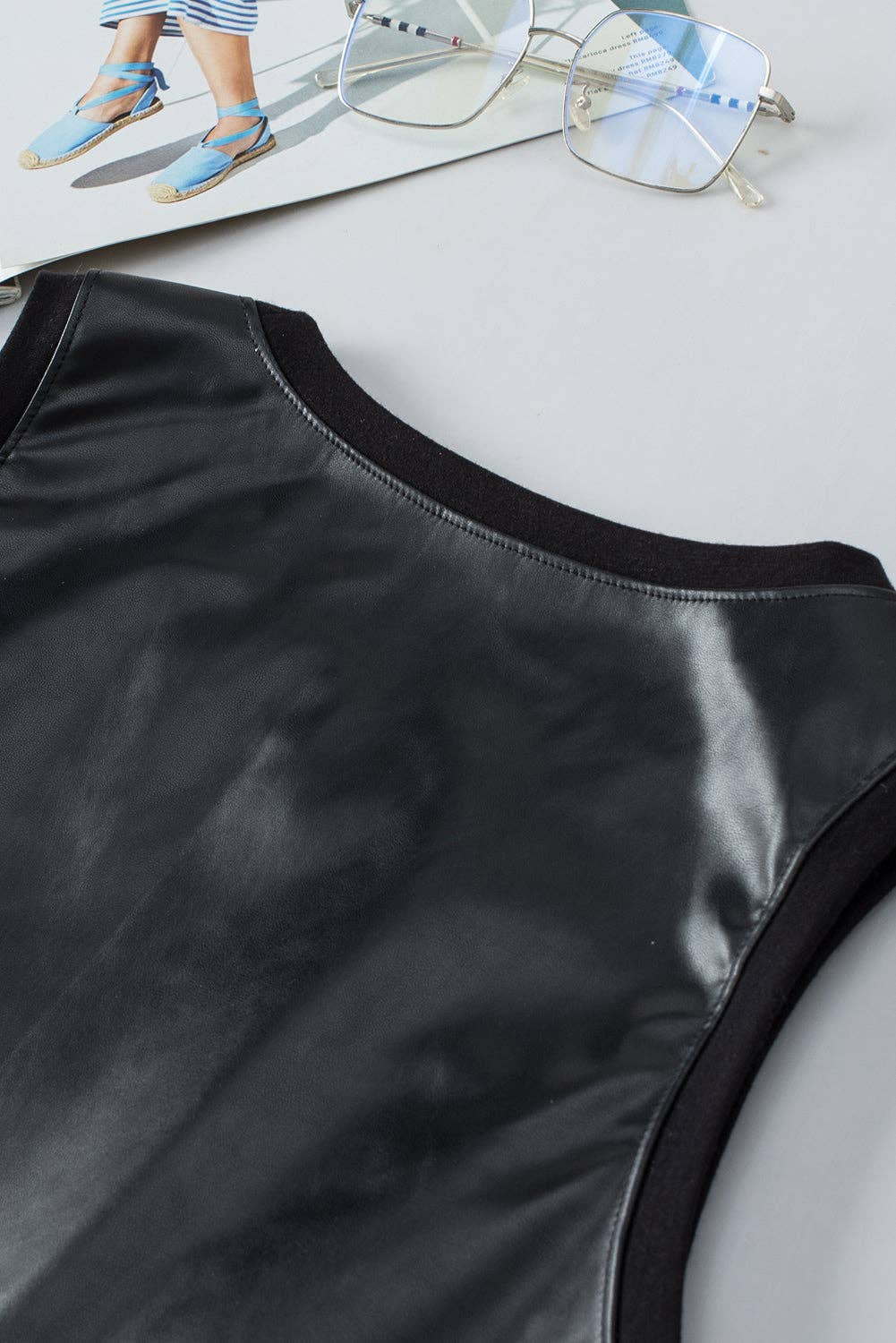 Black Faux Leather Tank