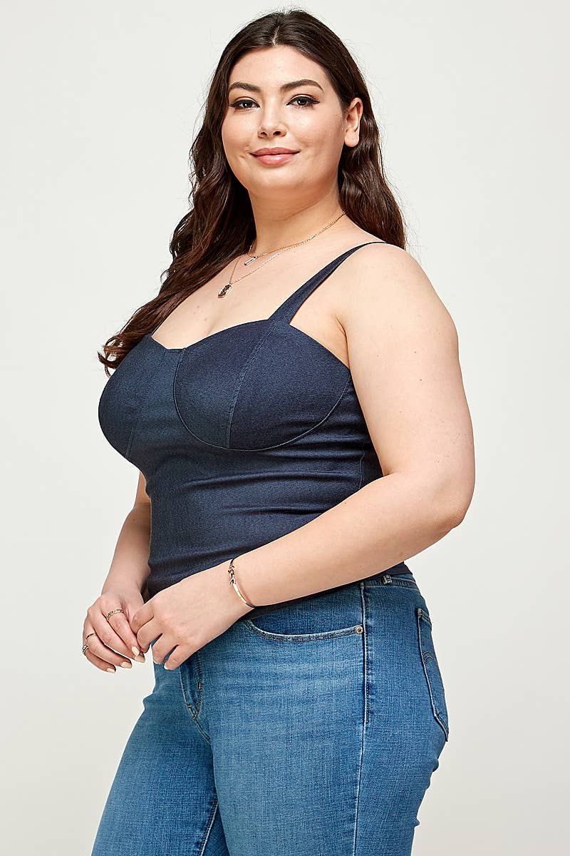 Plus Size Denim Bustier Tank Top