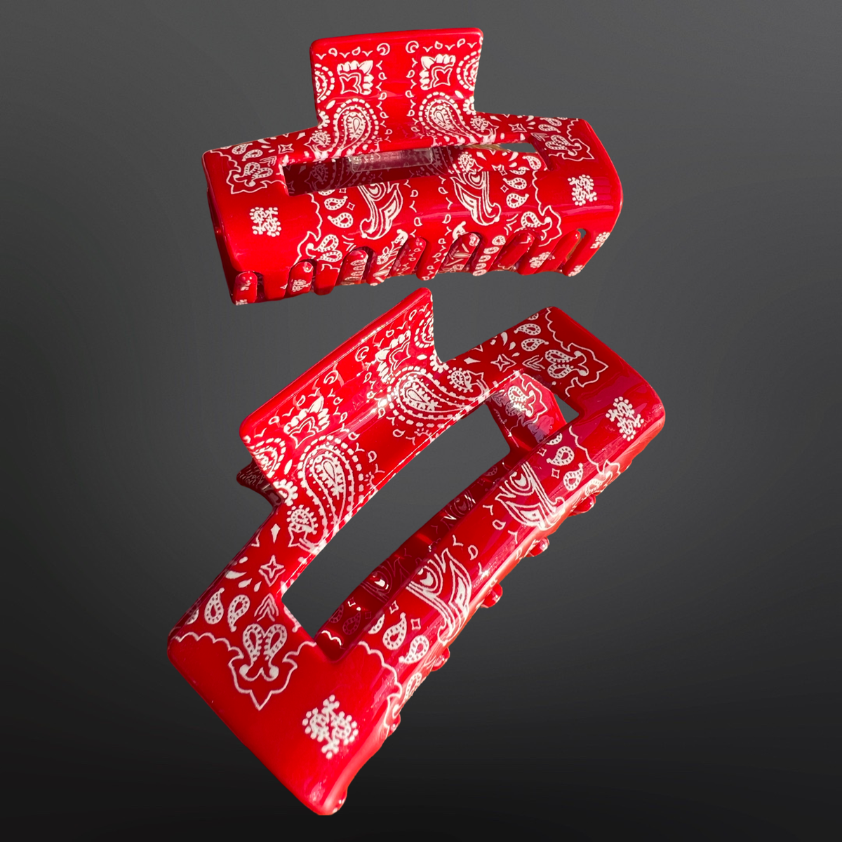 Paisley Bandana Claw Clip: Red