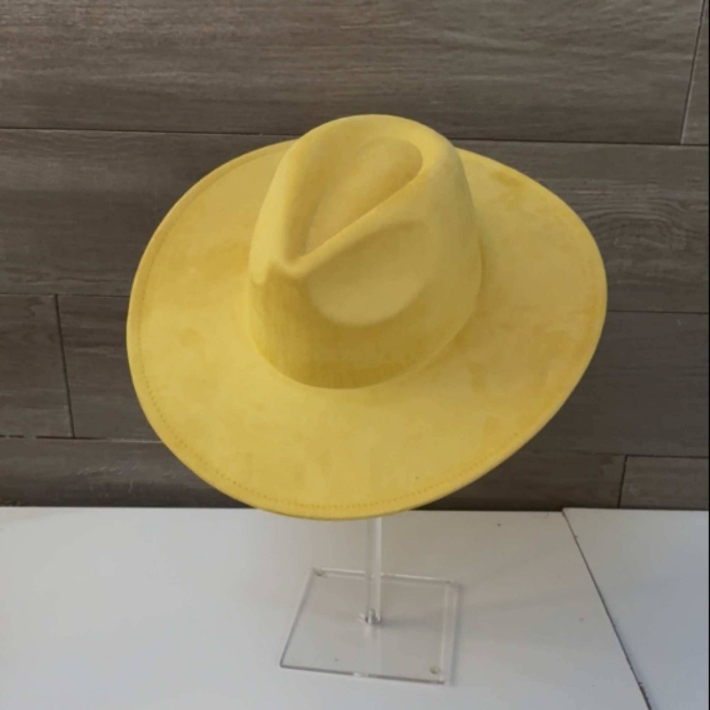 Classic Wide Brim Suede Premium Hat: Yellow