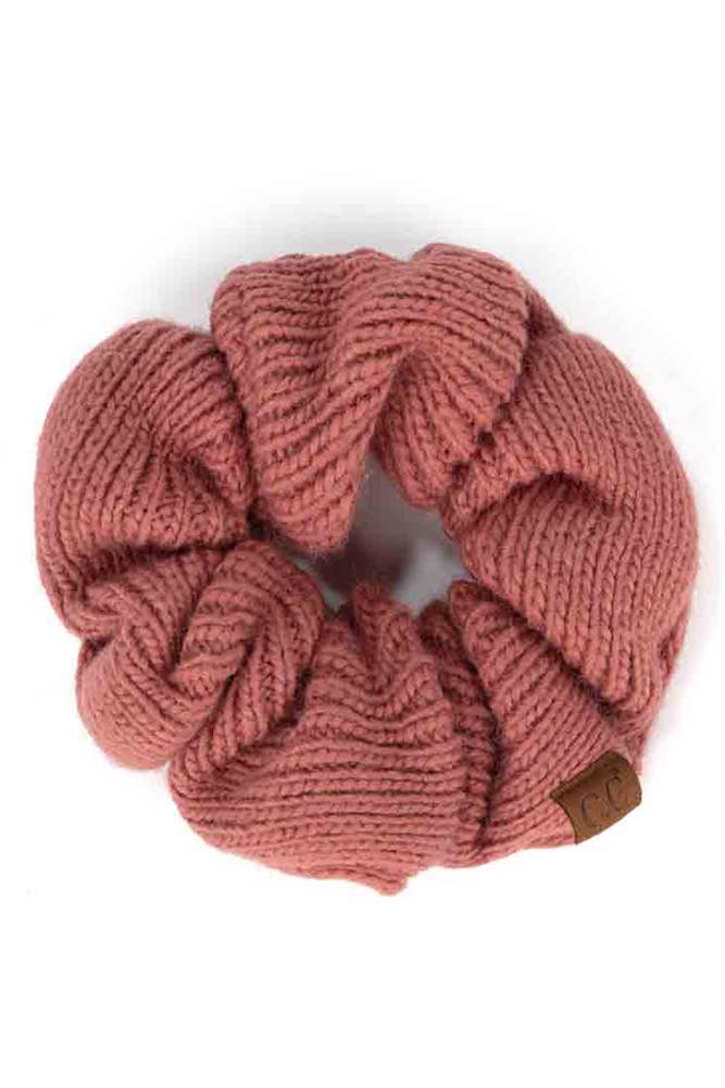 Blush Mauve Knit Scrunchies