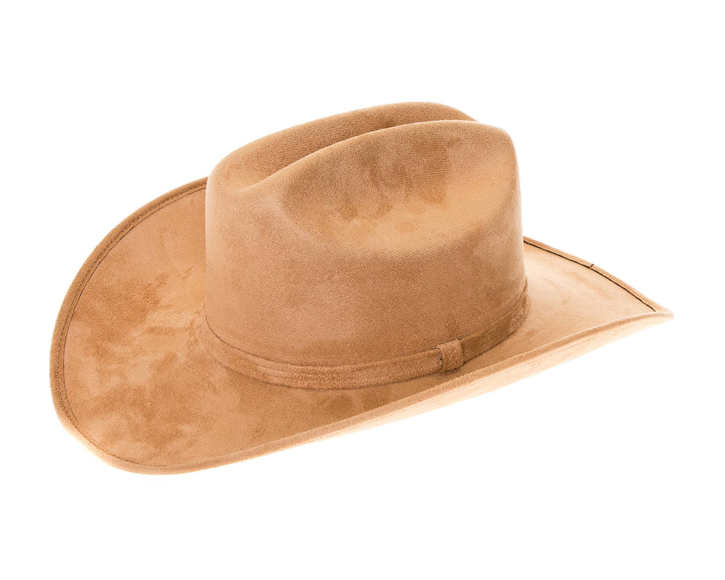 Premium Vegan Suede Cattleman Cowboy Hat -Camel