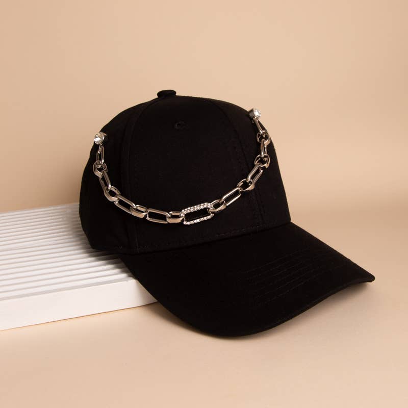 Crystal Rhinestone Embellished Cap Chain: Silver