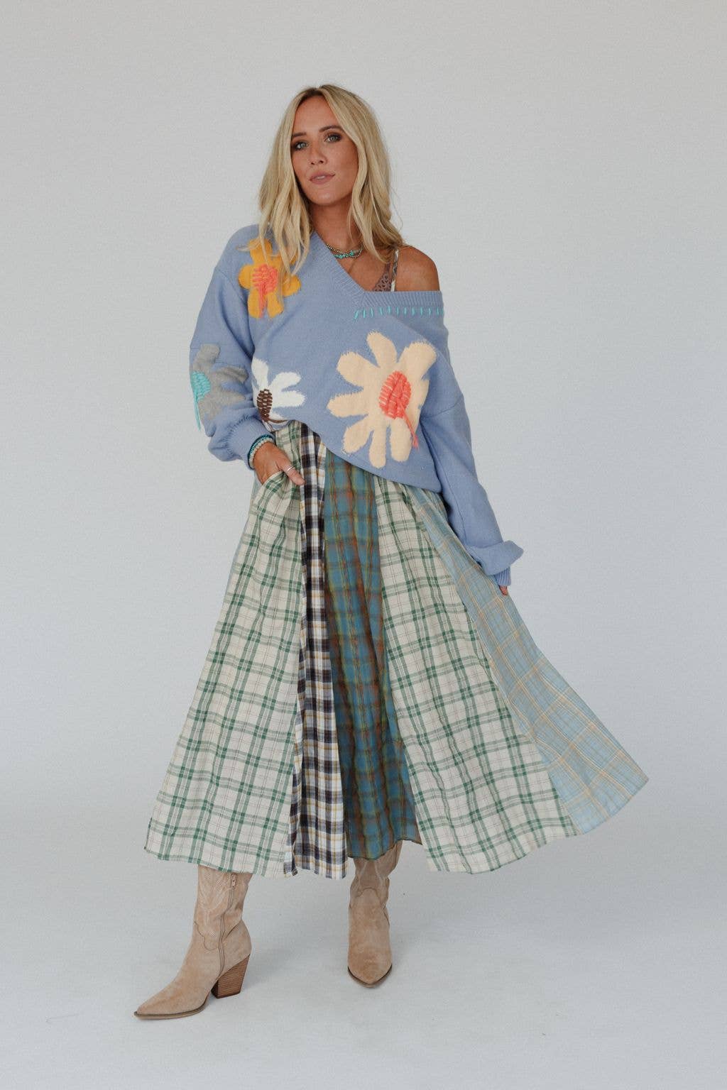 Western Charm Checkered Dress