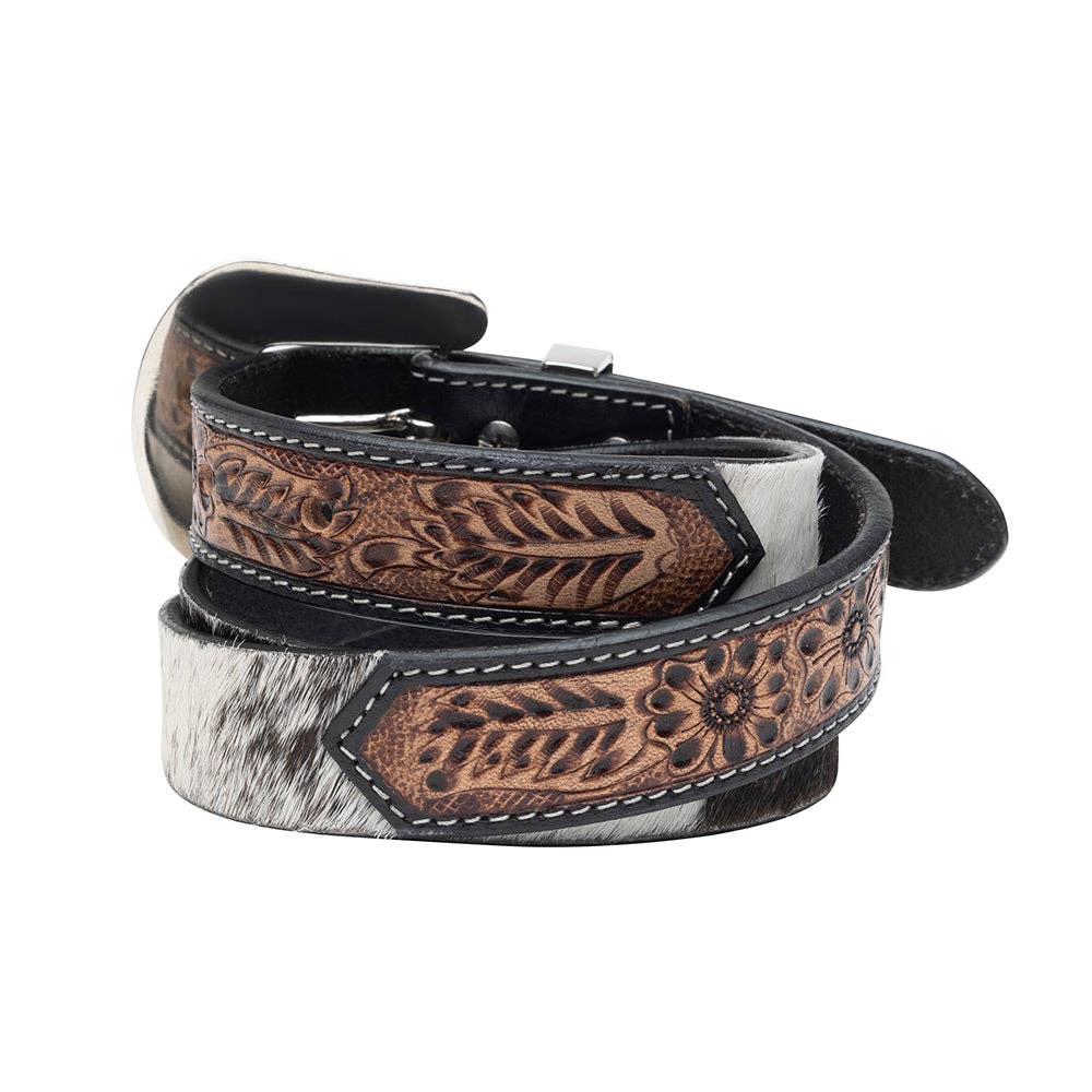 Dream of the Winds Hand-tooled Women's Belt: White Brown / Medium