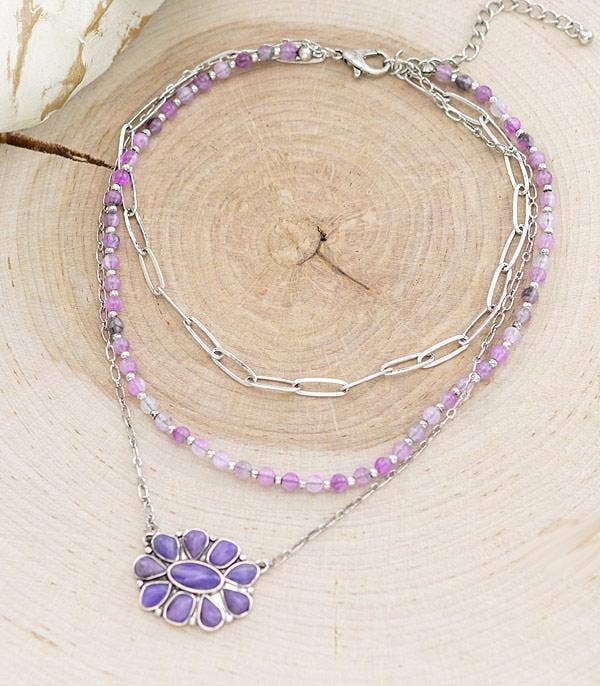 Purple Concho Layered Necklace