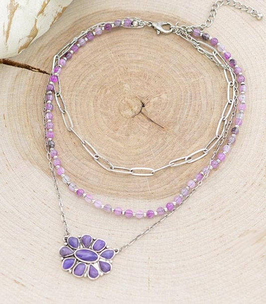 Purple Concho Layered Necklace