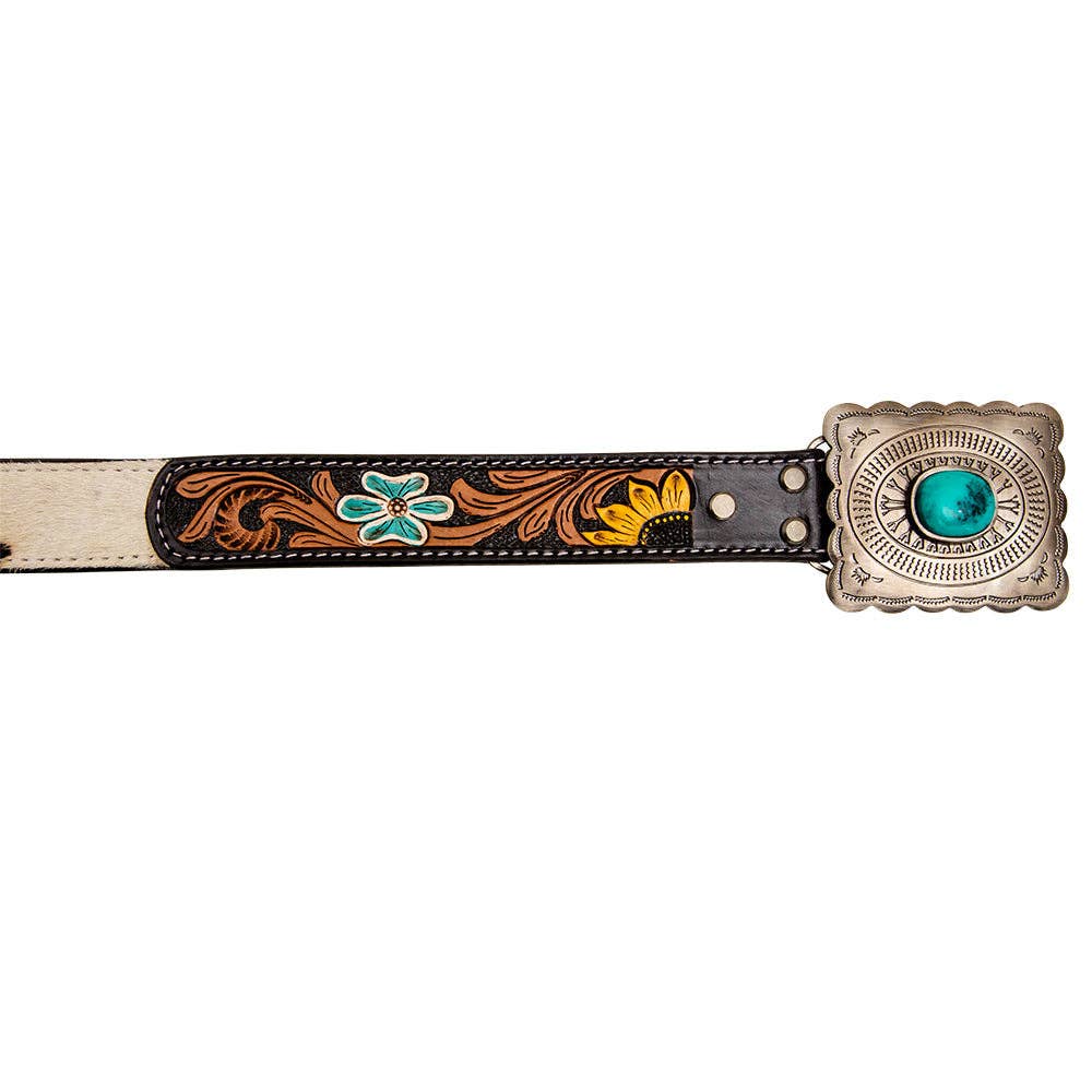 Klepto Hand-Tooled Concho Women's Belt: Multicolor / MEDIUM