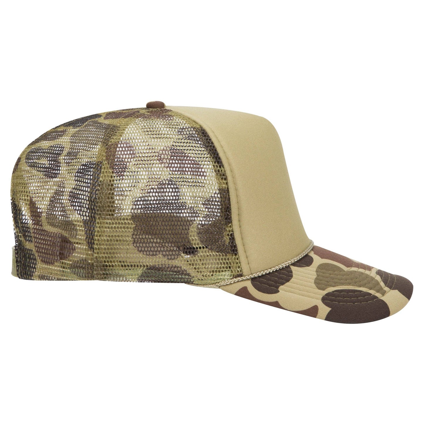 Otto 49-158 5-Panel High Crown Foam Trucker Hat - Camo: Kelly/Lt.Lod/Kelly