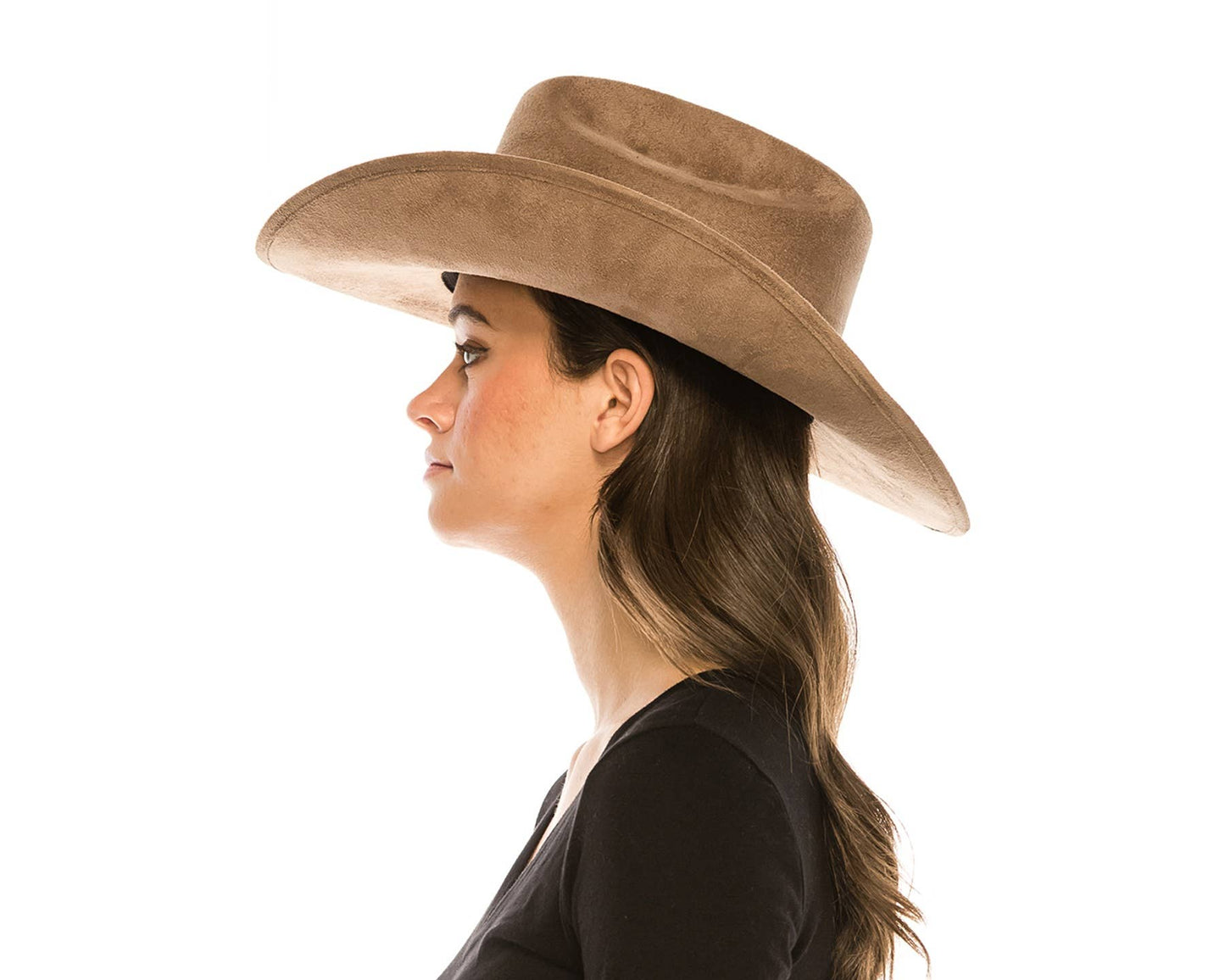 Premium Vegan Suede Cattleman Cowboy Hat-Dark Taupe