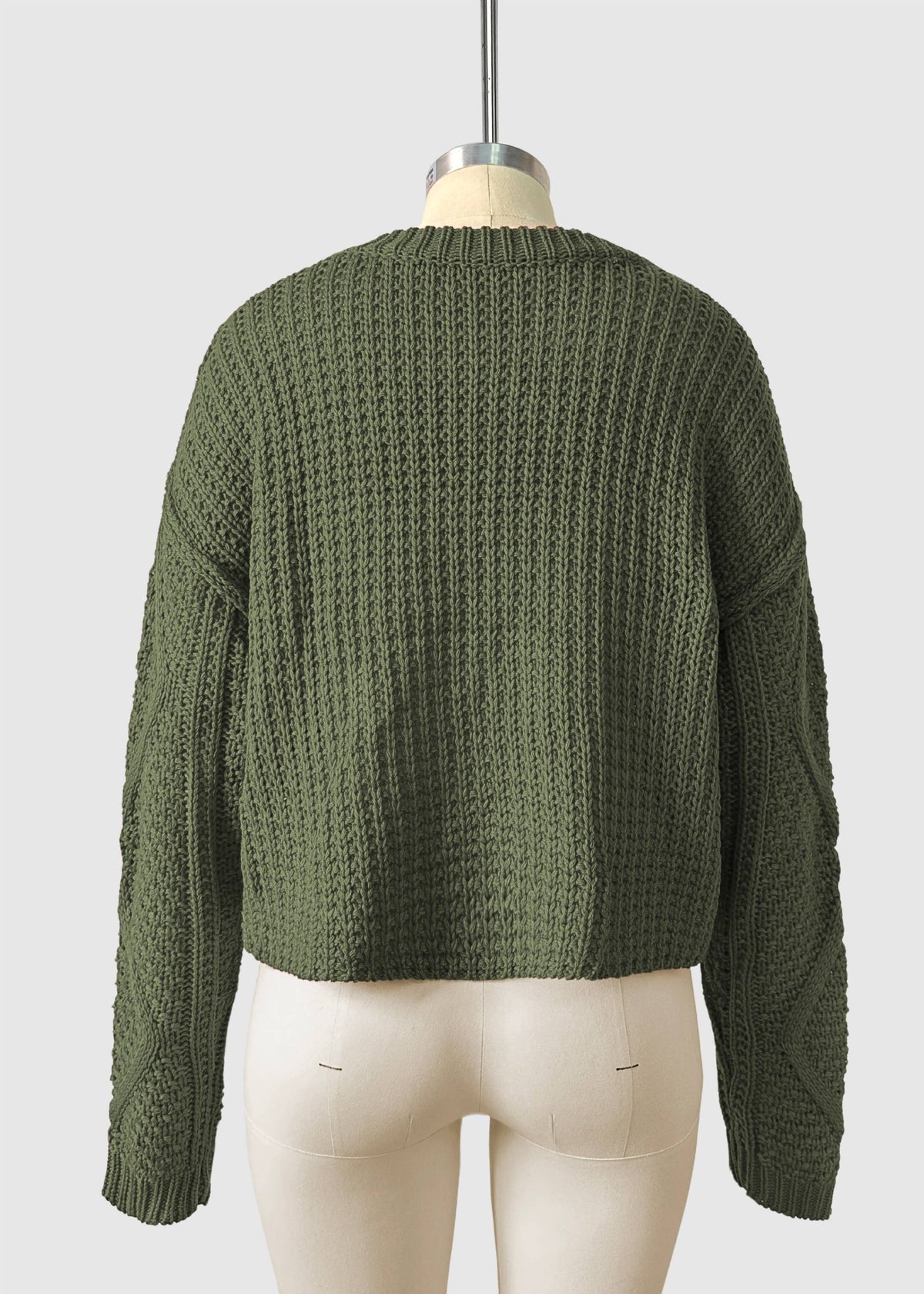 Chunky Cable Knit Pullover Sweater: Brown / Missy / L