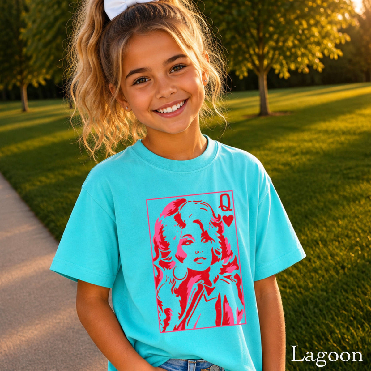 Doll Queen Of Hearts Youth Kids Comfort Color T-Shirt : Pepper / Medium (10-12)