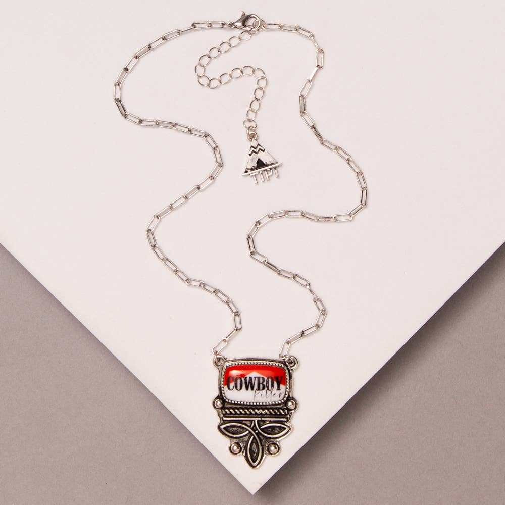 Cowboy Killer Boot Stitch Pendant Necklace