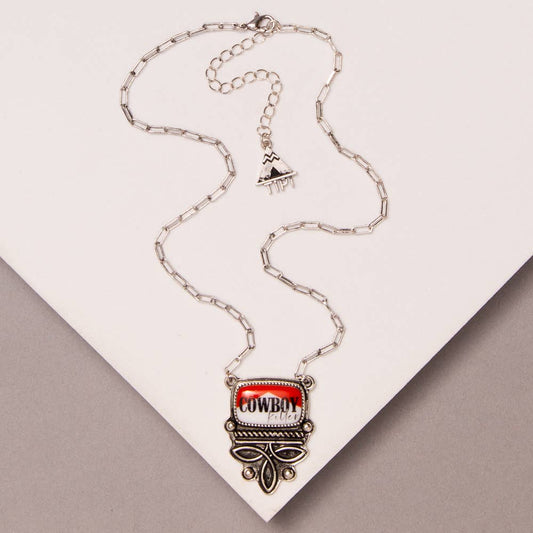 Cowboy Killer Boot Stitch Pendant Necklace