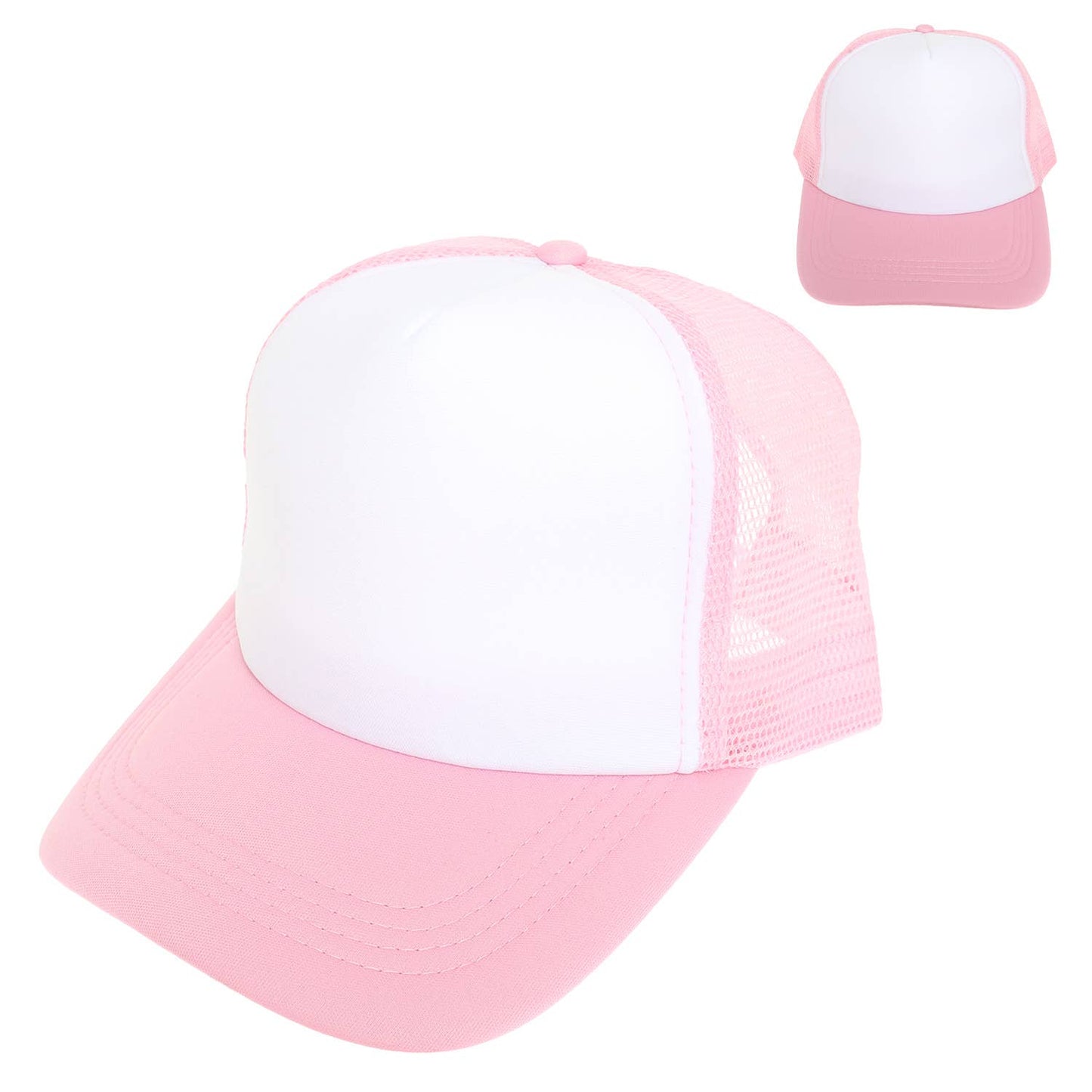 Two-Tone Color Mesh Backing Baseball Cap: Pink