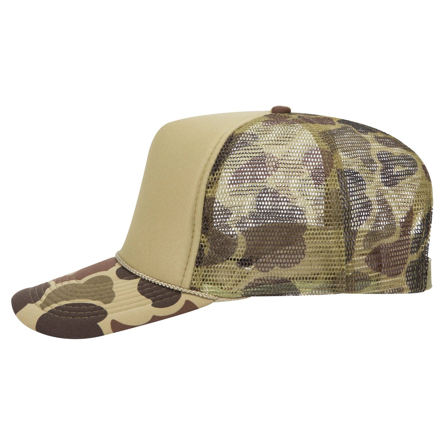 Otto 49-158 5-Panel High Crown Foam Trucker Hat - Camo: Kelly/Lt.Lod/Kelly