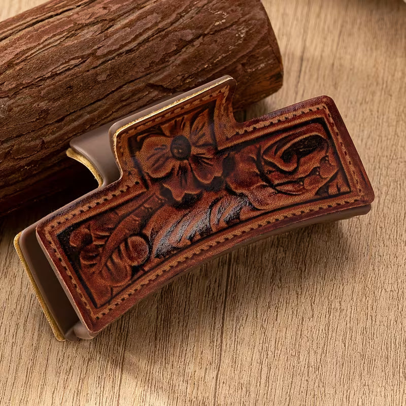 PU Leather Paisley Hair Claw