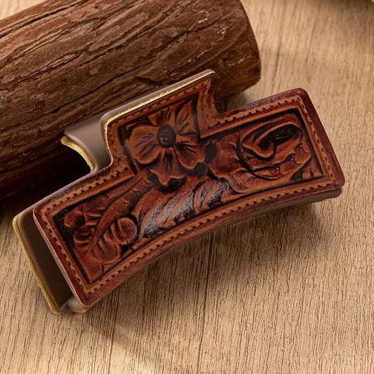 PU Leather Paisley Hair Claw