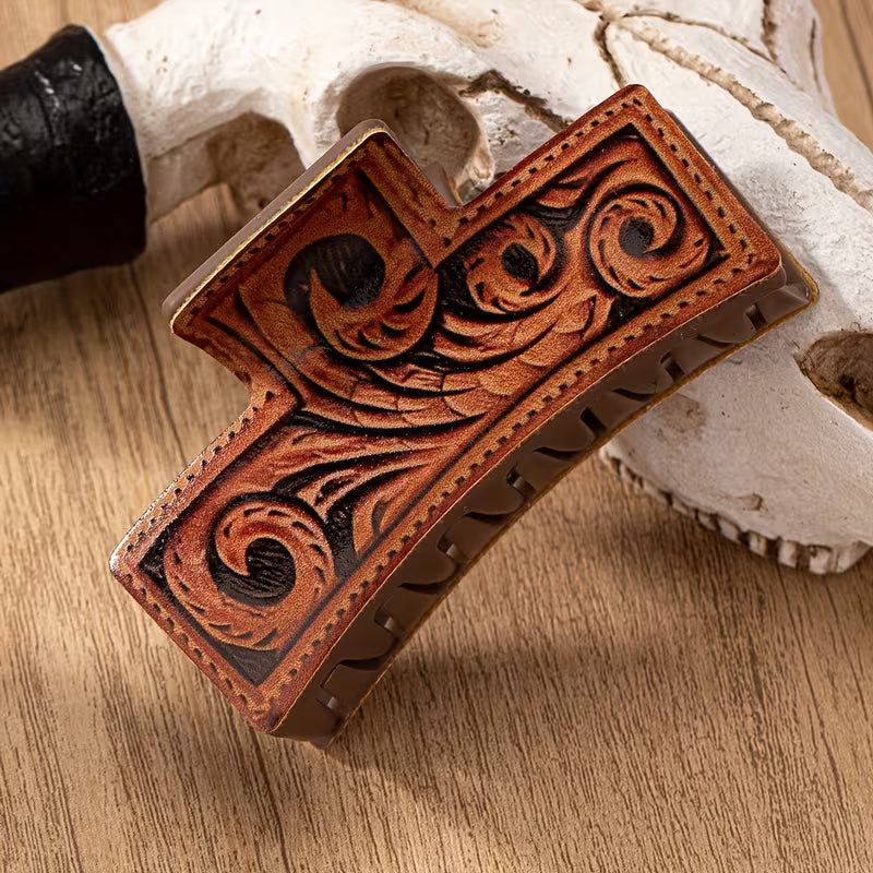 PU Leather Paisley Hair Claw
